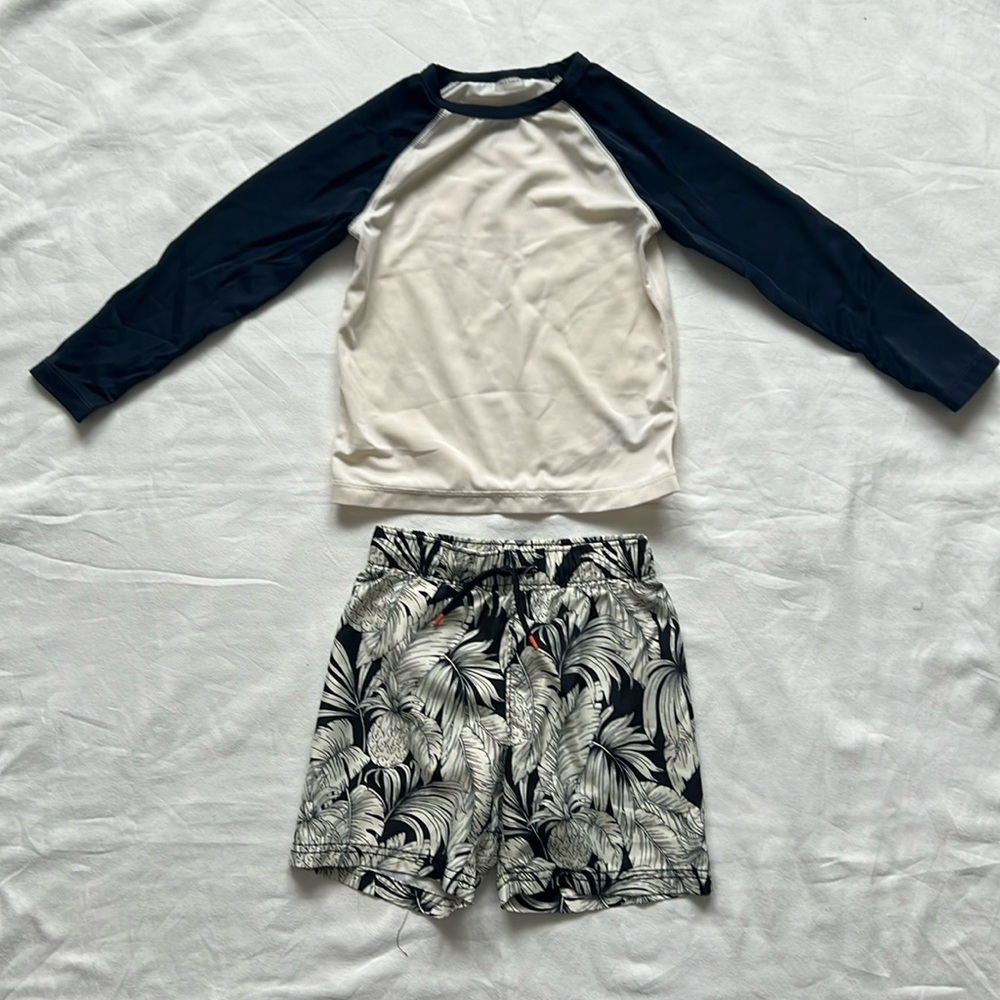 Old Navy Boys Swim Trunk and Rash Guard Set
